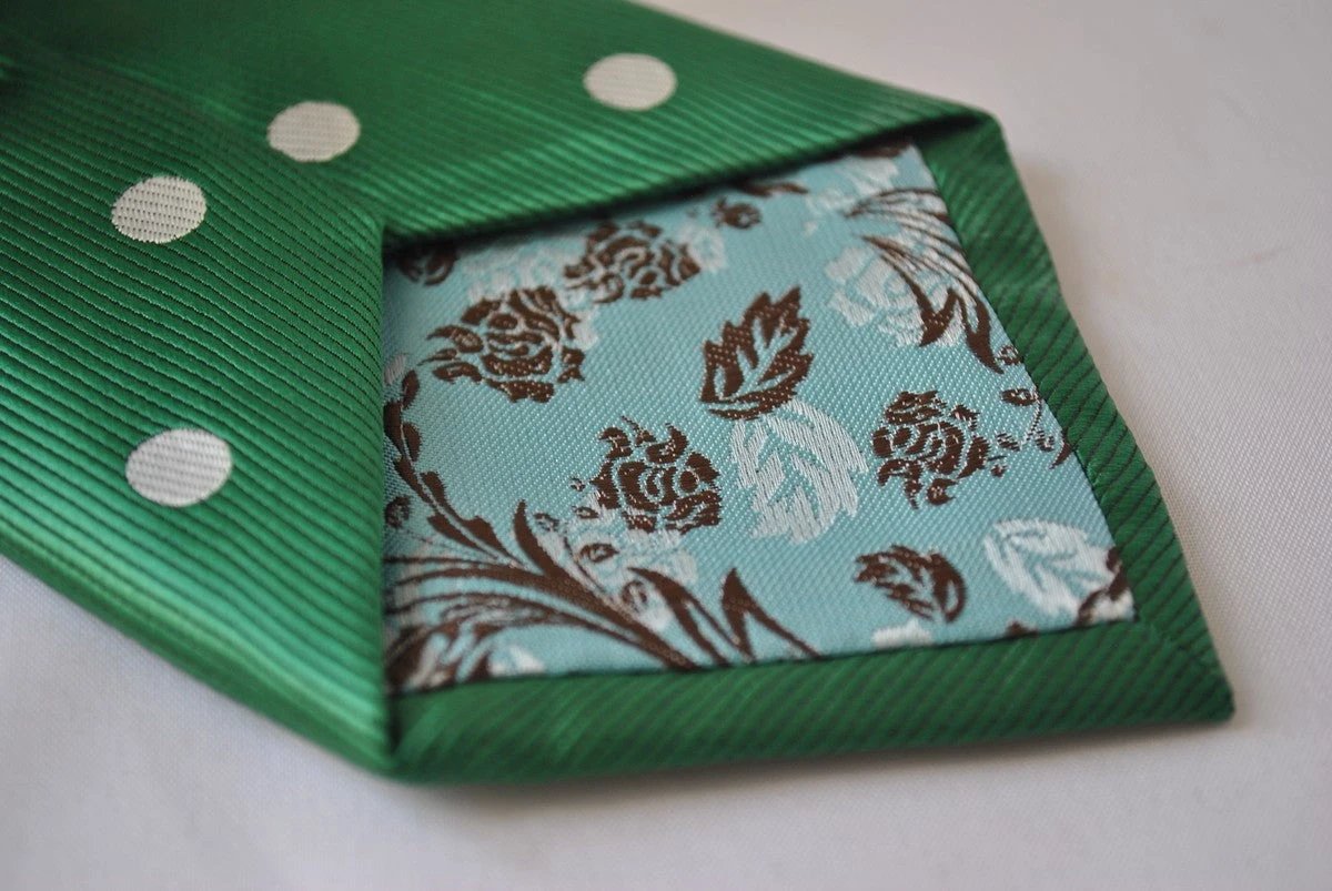 dark green tie with white polka dots by Frederick Thomas Handmade Mens Ties