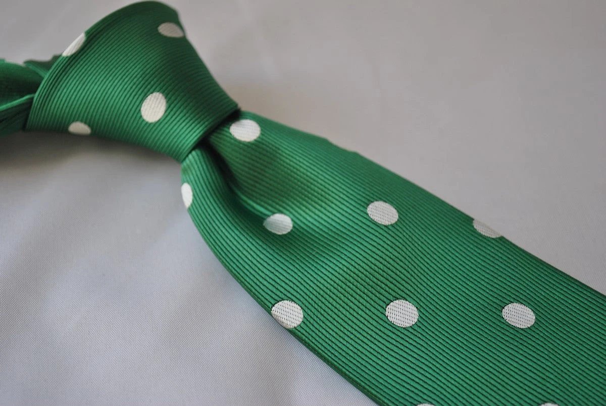 dark green tie with white polka dots by Frederick Thomas Handmade Mens Ties