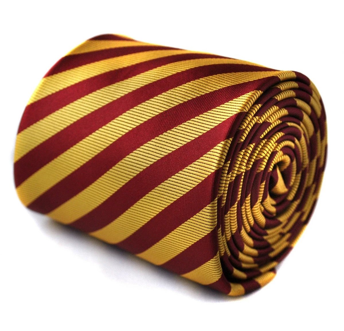maroon and gold striped tie by Frederick Thomas Handmade Mens Ties
