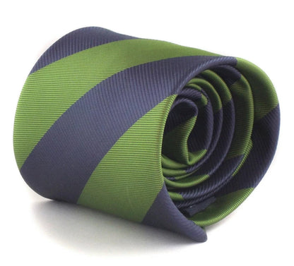 green and navy barber striped tie by Frederick Thomas Handmade Mens Ties