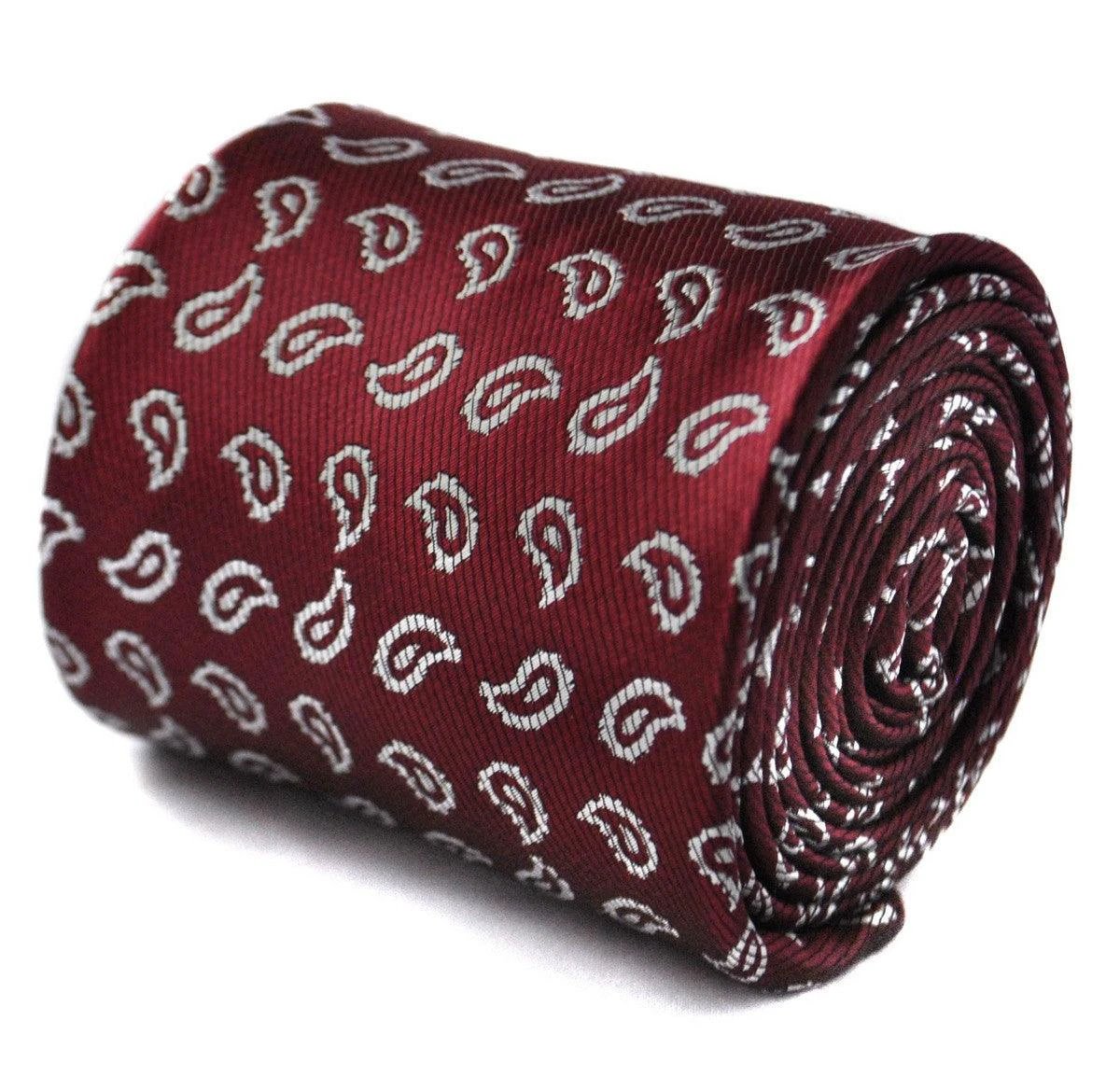 maroon tie with paisley design by Frederick Thomas Handmade Mens Ties