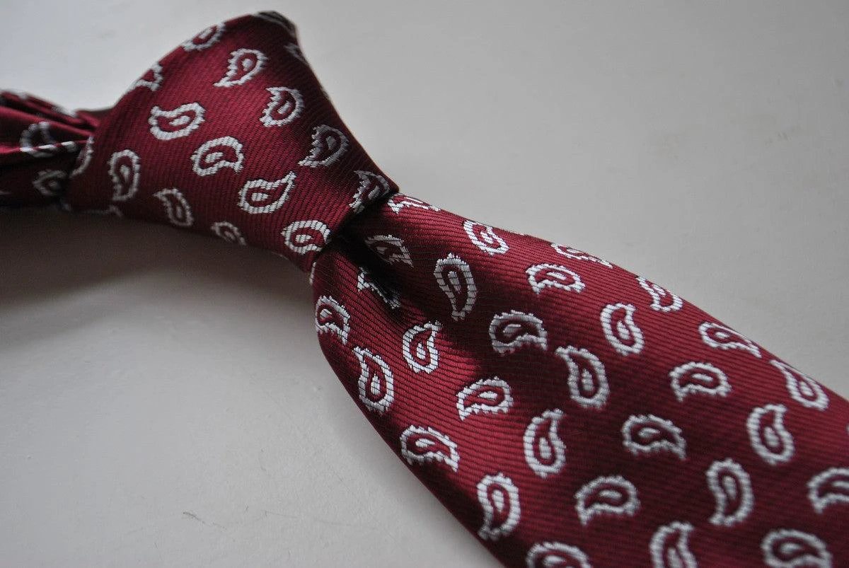 maroon tie with paisley design by Frederick Thomas Handmade Mens Ties