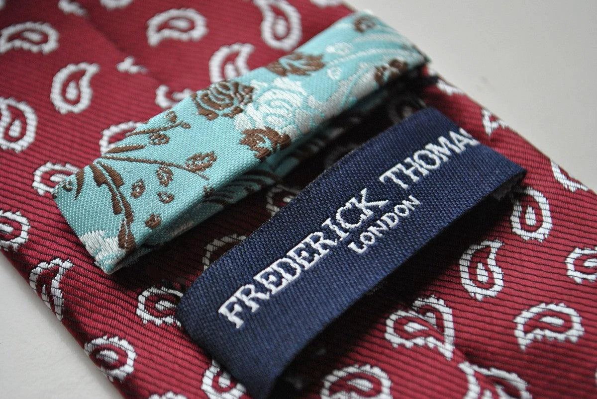 maroon tie with paisley design by Frederick Thomas Handmade Mens Ties