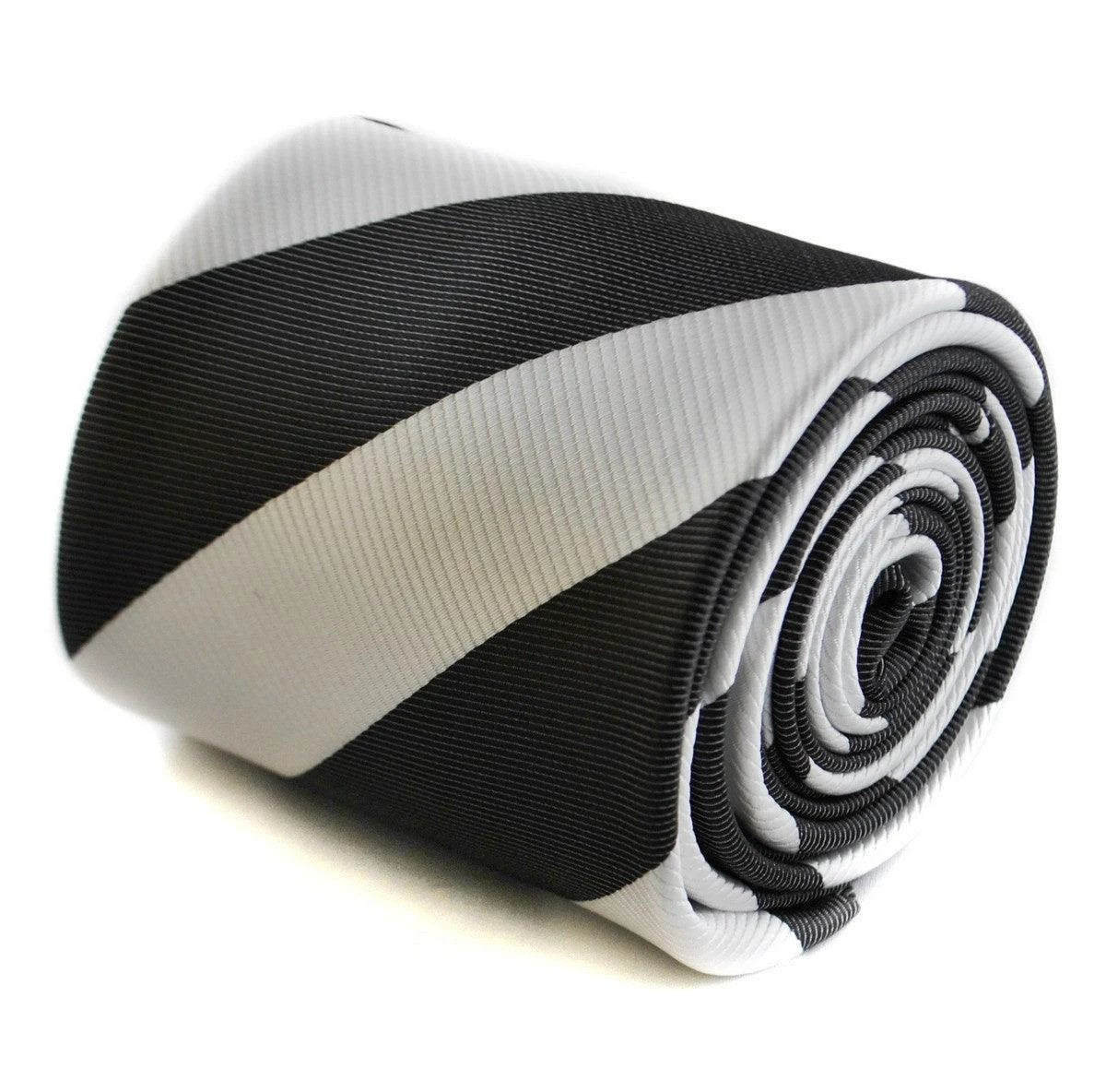 black and white barber striped tie by Frederick Thomas Handmade Mens Ties