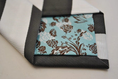 black and white barber striped tie by Frederick Thomas Handmade Mens Ties