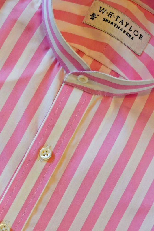 Pink Butcher Stripe Poplin Men's Bespoke Shirt-2 by whtshirtmakers.com