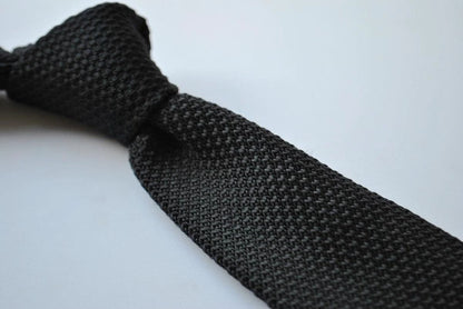 Black Tie Knitted Tie With Pointed End In 8cm Width - Luxury Handmade Texture For Contemporary Formalwear by Frederick Thomas Handmade Mens Ties