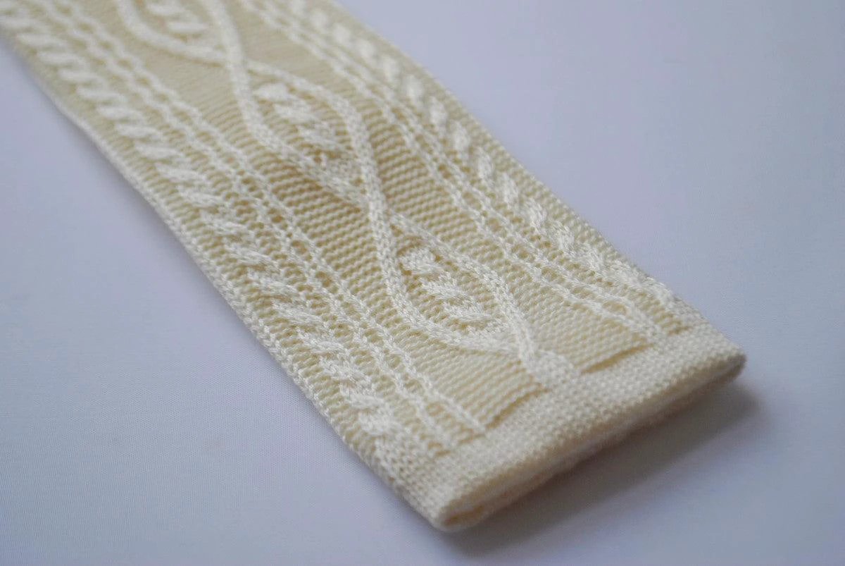 cream skinny cable knit tie by Frederick Thomas Handmade Mens Ties
