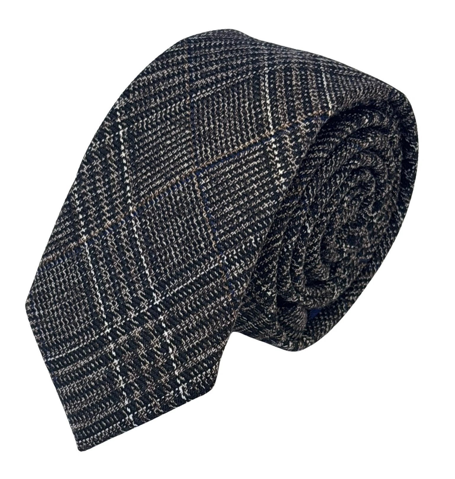chestnut check tweed wool tie by Frederick Thomas Handmade Mens Ties
