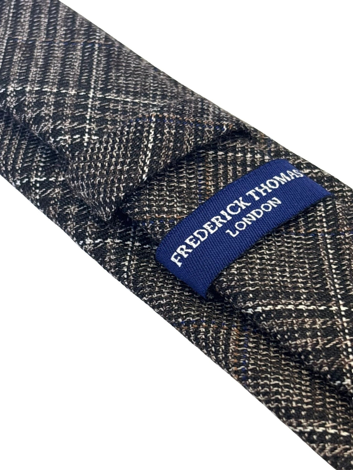 chestnut check tweed wool tie by Frederick Thomas Handmade Mens Ties