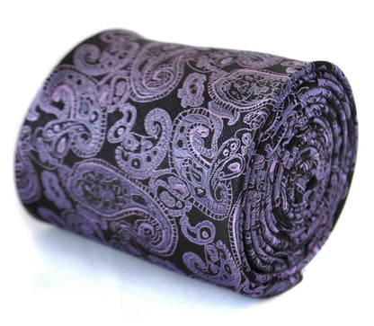 black and purple paisley tie by Frederick Thomas Handmade Mens Ties