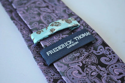 black and purple paisley tie by Frederick Thomas Handmade Mens Ties