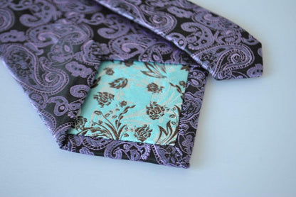 black and purple paisley tie by Frederick Thomas Handmade Mens Ties