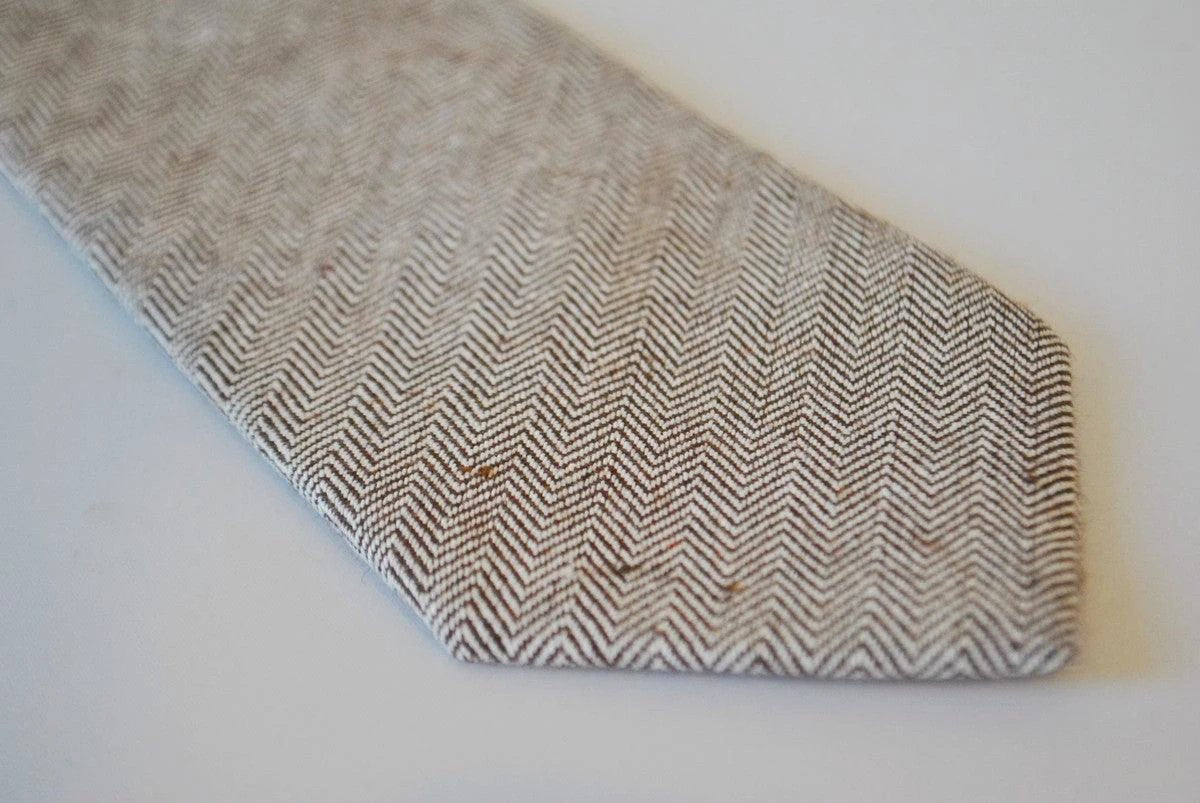 Frederick Thomas Brown Herringbone Skinny Tweed Wool Tie - Handmade Luxury for the Discerning Professional Man by Frederick Thomas Handmade Mens Ties