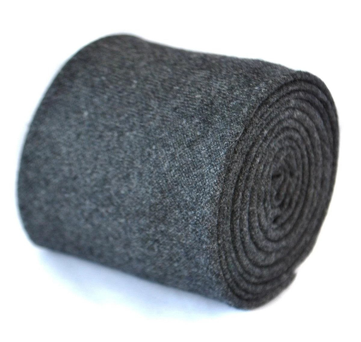 Extra Long Plain Dark Grey Wool Tie - Handcrafted By Frederick Thomas For The Luxury Professional Man by Frederick Thomas Handmade Mens Ties