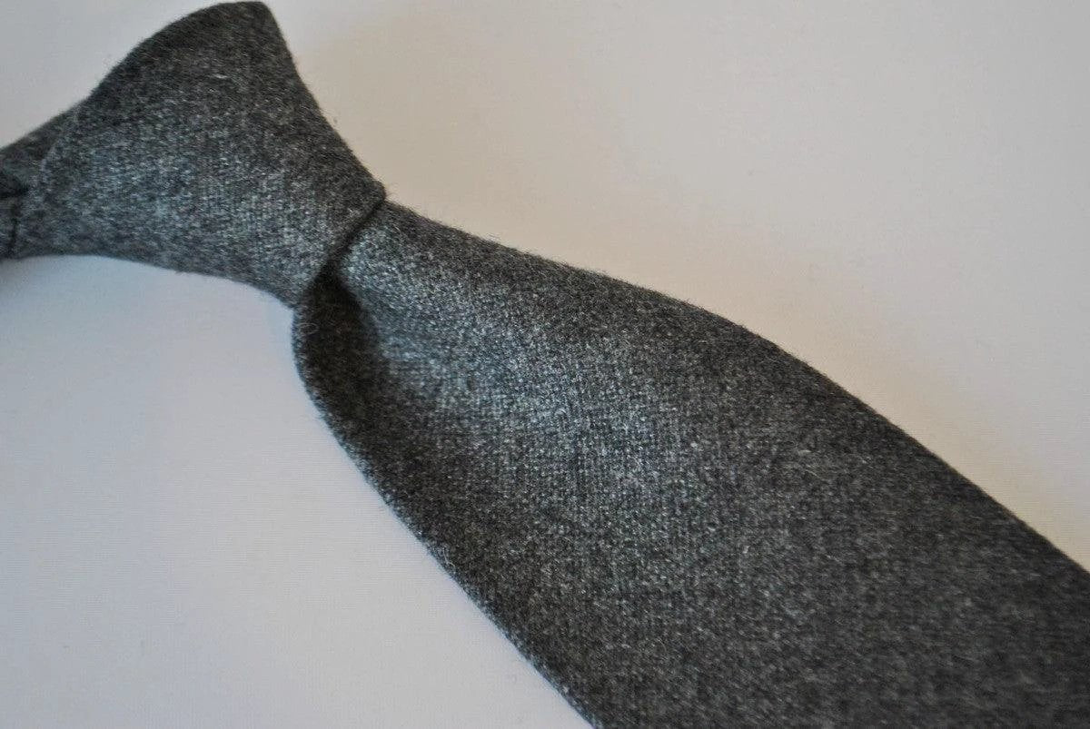 Extra Long Plain Dark Grey Wool Tie - Handcrafted By Frederick Thomas For The Luxury Professional Man by Frederick Thomas Handmade Mens Ties