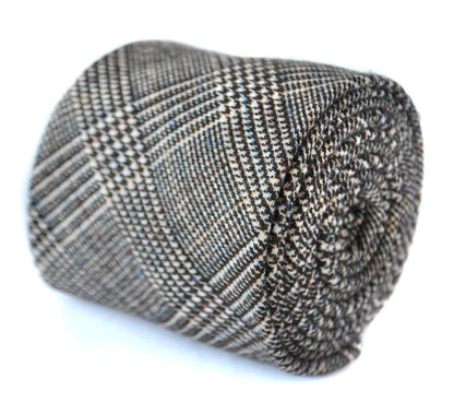 brown, blue, pink and red check tweed wool tie by Frederick Thomas Handmade Mens Ties