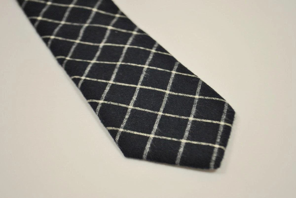 navy and white check wool tie by Frederick Thomas Handmade Mens Ties