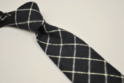 navy and white check wool tie by Frederick Thomas Handmade Mens Ties