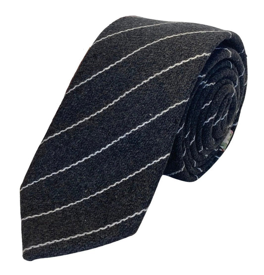 Grey And White Striped Tie - Handmade For The Luxury Professional Man Elevating Everyday Office Wear With Confidence