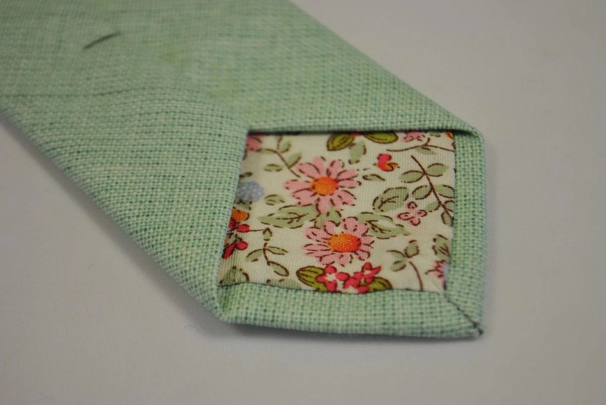 mint green slim linen tie by Frederick Thomas Handmade Mens Ties