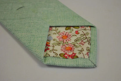 mint green slim linen tie by Frederick Thomas Handmade Mens Ties