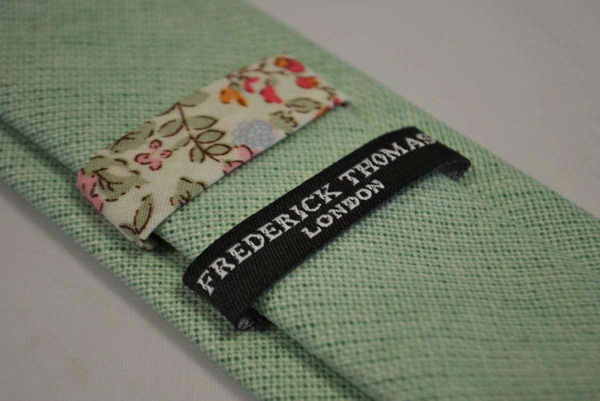 mint green slim linen tie by Frederick Thomas Handmade Mens Ties
