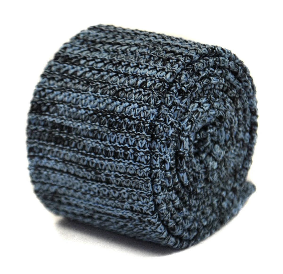 light blue and black speckled skinny knitted tie by Frederick Thomas Handmade Mens Ties