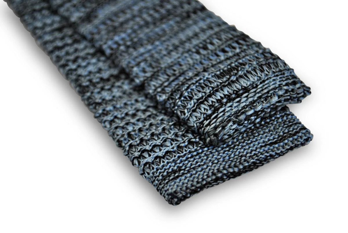 light blue and black speckled skinny knitted tie by Frederick Thomas Handmade Mens Ties