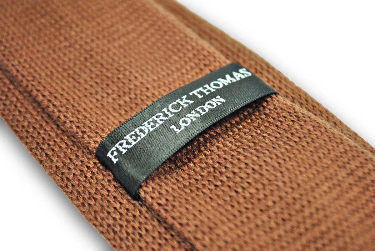 brown cable knit skinny tie by Frederick Thomas Handmade Mens Ties