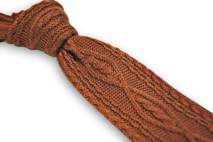 brown cable knit skinny tie by Frederick Thomas Handmade Mens Ties