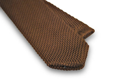 chocolate brown knitted tie with pointed end in standard 8cm width by Frederick Thomas Handmade Mens Ties