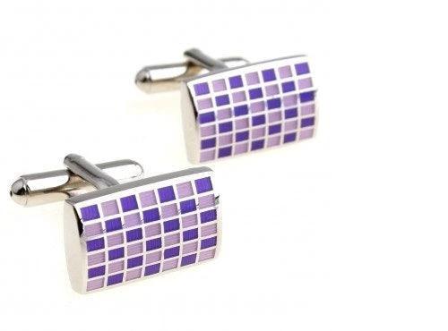 purple and pink check design cufflinks by Frederick Thomas Handmade Mens Ties