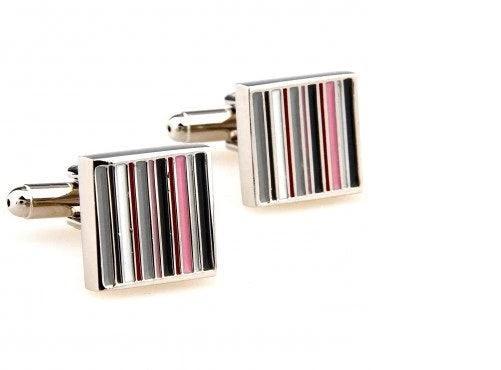 black, grey and white striped design cufflinks by Frederick Thomas Handmade Mens Ties