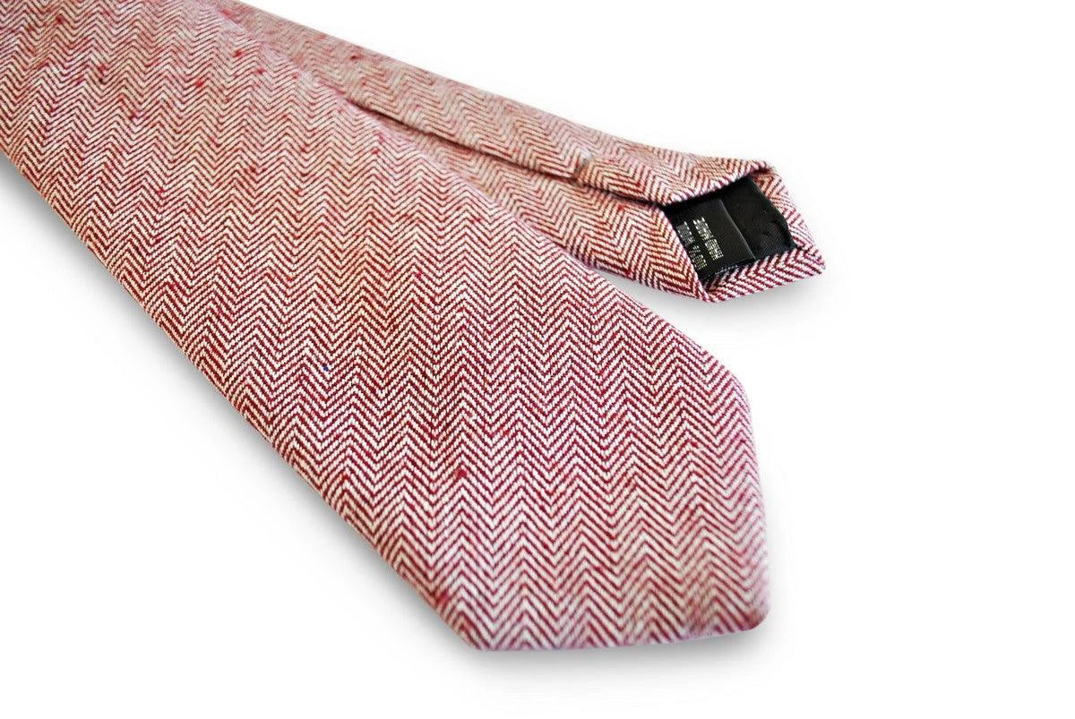 maroon/dark red herringbone tweed slim wool tie by Frederick Thomas Handmade Mens Ties