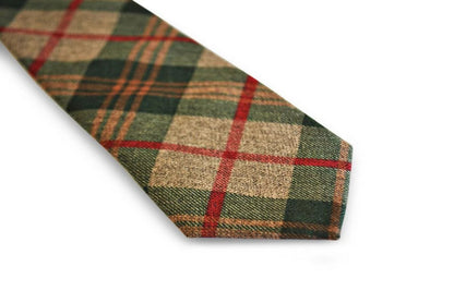 green, beige, orange and red check tie by Frederick Thomas Handmade Mens Ties