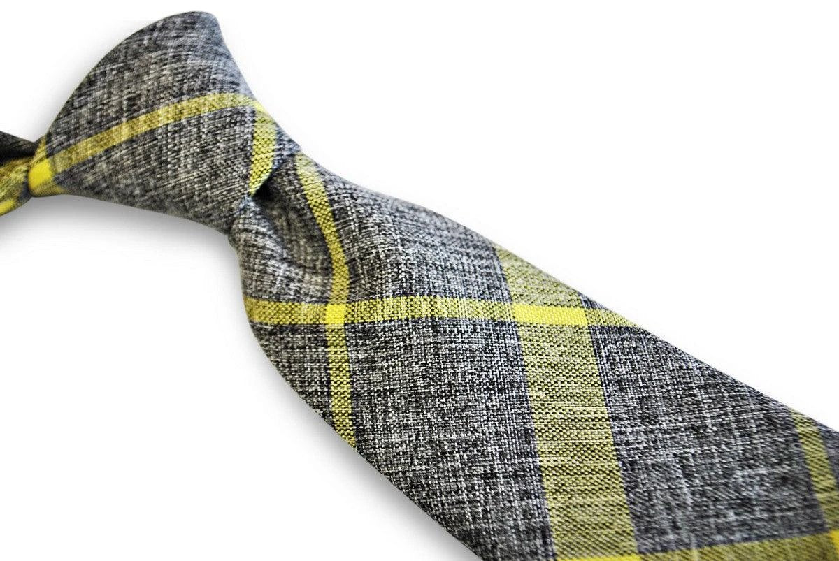 Grey and Yellow Check Tie - Handmade by Frederick Thomas for the Luxury Professional by Frederick Thomas Handmade Mens Ties