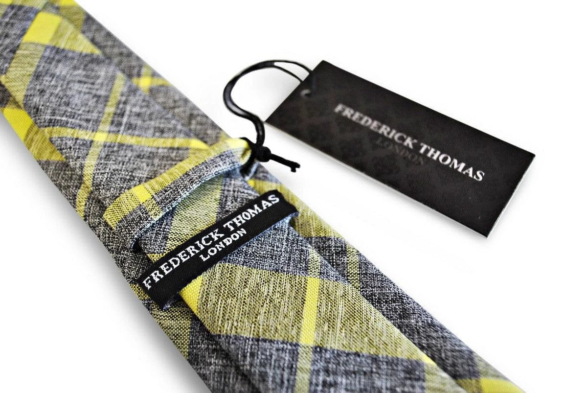 Grey and Yellow Check Tie - Handmade by Frederick Thomas for the Luxury Professional by Frederick Thomas Handmade Mens Ties