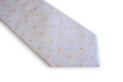 lilac tie with white and orange polka dots by Frederick Thomas Handmade Mens Ties