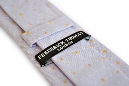 lilac tie with white and orange polka dots by Frederick Thomas Handmade Mens Ties
