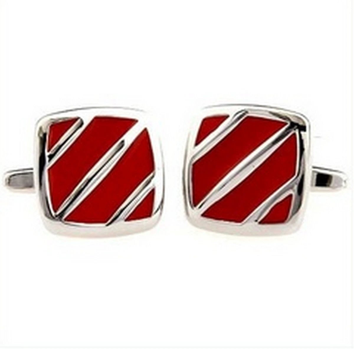 red and silver striped cufflinks by Frederick Thomas Handmade Mens Ties