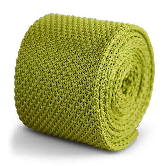 lime green plain knitted tie by Frederick Thomas Handmade Mens Ties