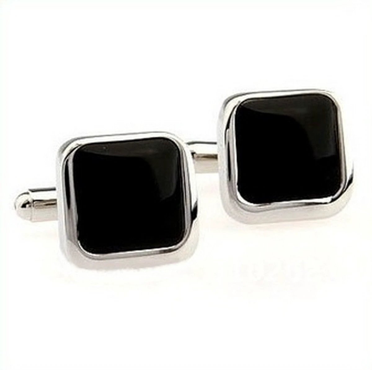 black and silver square cufflinks by Frederick Thomas Handmade Mens Ties