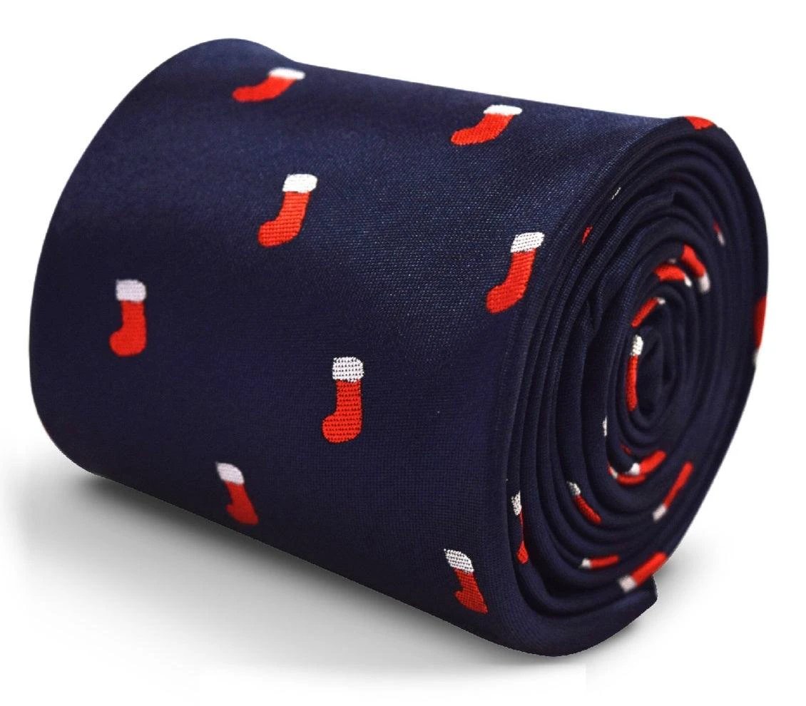 Christmas Stocking Tie - Handcrafted By Frederick Thomas With A Subtle Floral Rear Lining by Frederick Thomas Handmade Mens Ties