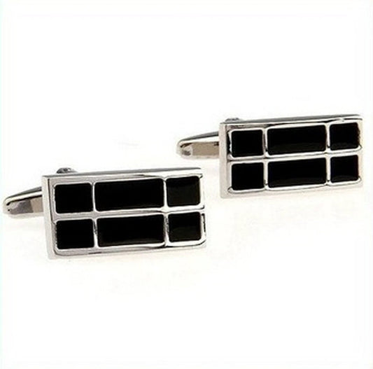 black and silver patterned cufflinks by Frederick Thomas Handmade Mens Ties