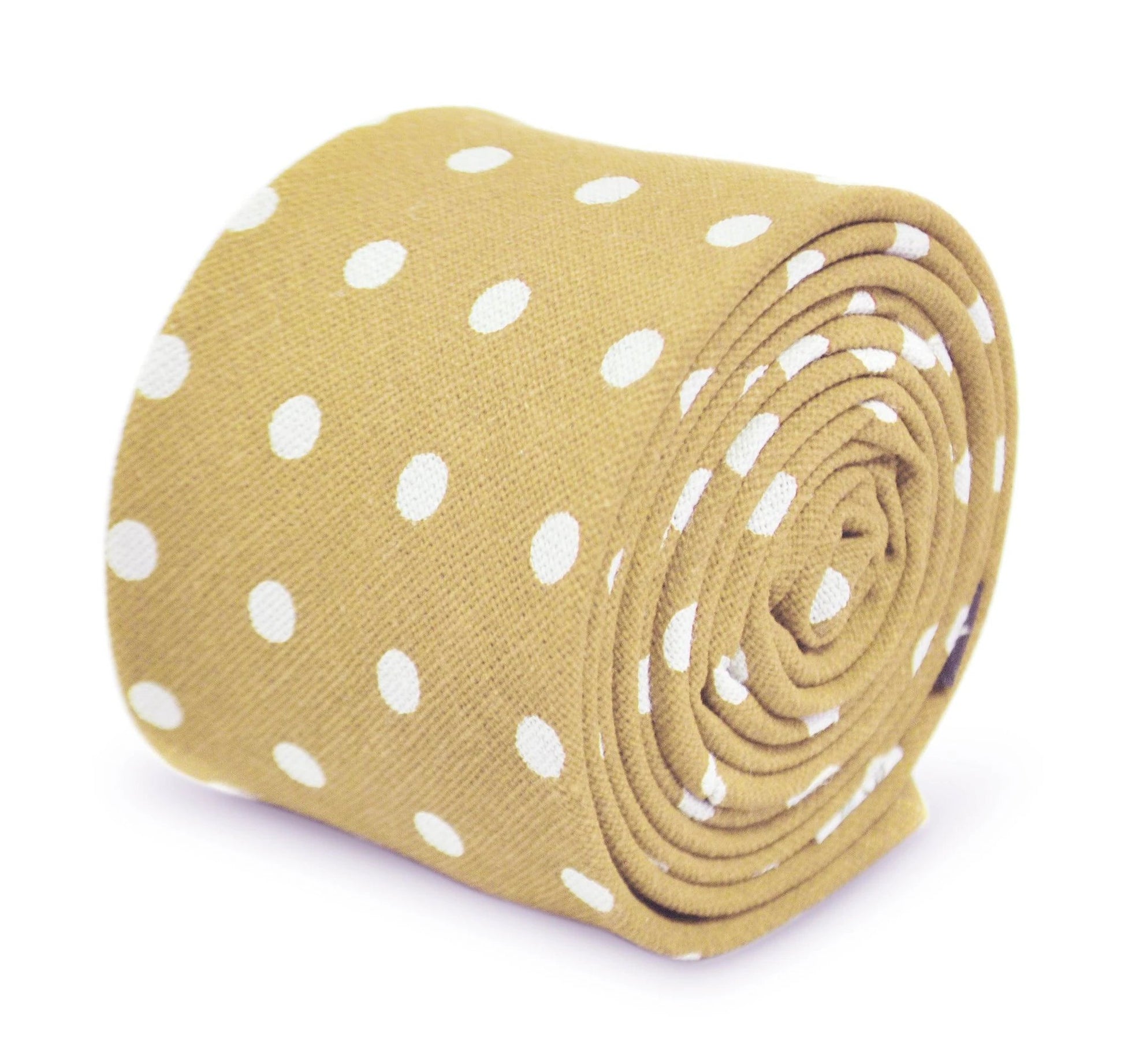 beige polka spot cotton tie by Frederick Thomas Handmade Mens Ties