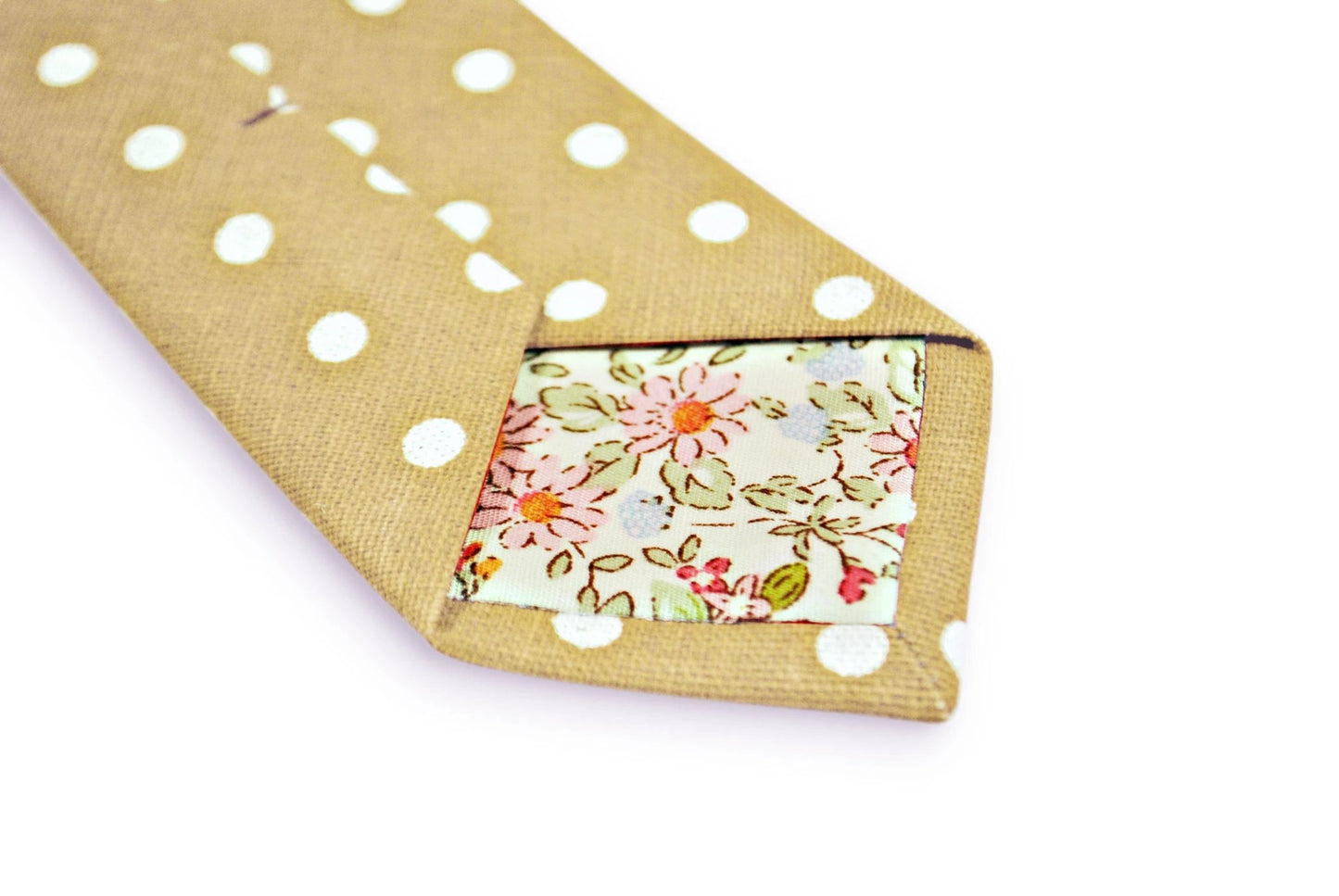 beige polka spot cotton tie by Frederick Thomas Handmade Mens Ties