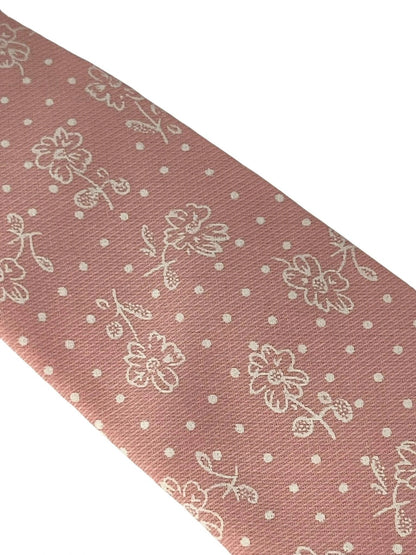 Dusky Floral Pink Cotton Tie For The Luxury Professional Man - Handcrafted Elegance And Subtle Floral Detailing by Frederick Thomas Handmade Mens Ties