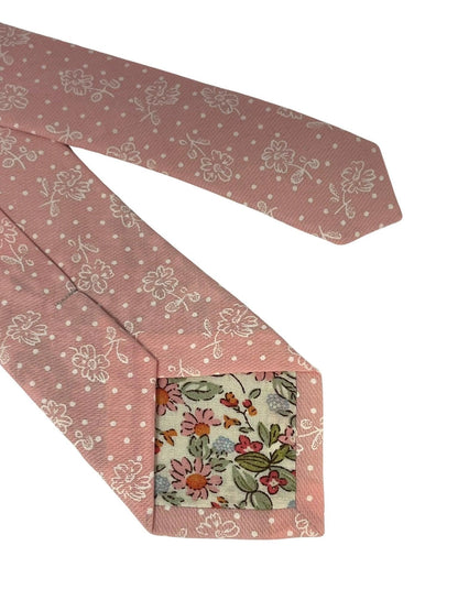 Dusky Floral Pink Cotton Tie For The Luxury Professional Man - Handcrafted Elegance And Subtle Floral Detailing by Frederick Thomas Handmade Mens Ties