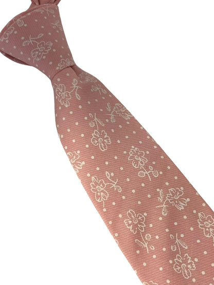 Dusky Floral Pink Cotton Tie For The Luxury Professional Man - Handcrafted Elegance And Subtle Floral Detailing by Frederick Thomas Handmade Mens Ties